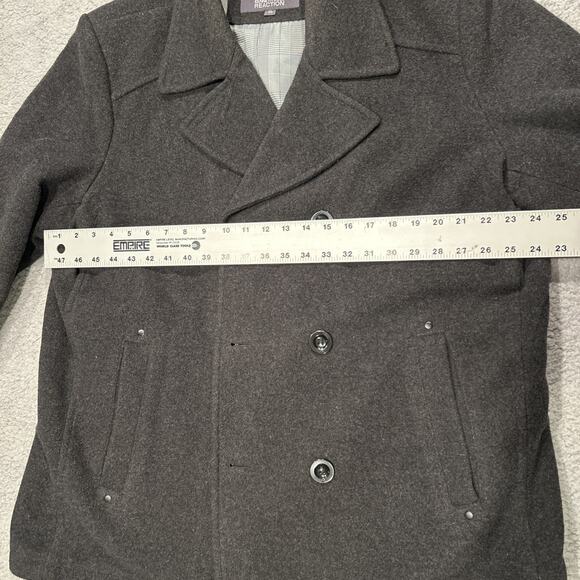 Kenneth Cole Reaction Men's Gray Double Breast Wool Blend Pea Coat - Size XL - Picture 9 of 12